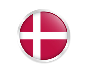 Flag of Denmark. Round flag. Flag icon. Circle flag icon logo vector illustration EPS