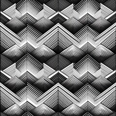 Black and White Zigzag Lines Pattern on White Background