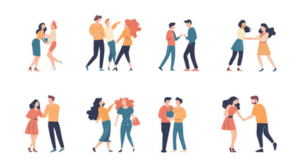 Group of happy young people dancing and having fun. Vector illustration.
