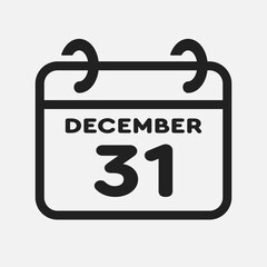 Icon page calendar day - 31 December