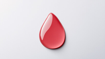 Fototapeta premium A vibrant red droplet against a minimalistic background, showcasing its glossy texture and dynamic shape.