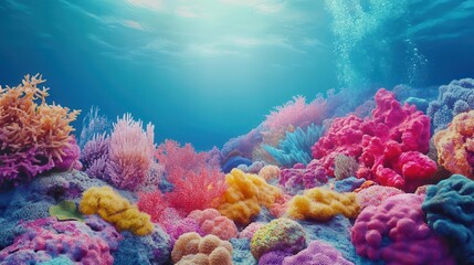 colorful underwater landscape with clay coral reefs imaginative 3d ocean background