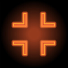 Fototapeta premium Minimize full screen icon vector. Flat design. Orange neon on black background