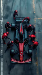  Formula one race car being prepared by mechanics © Maria Vitkovska