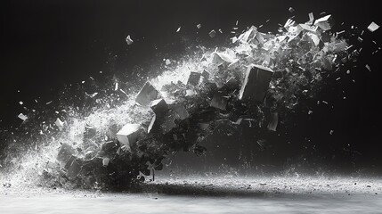 Abstract fiery wave of particles against a dark background.