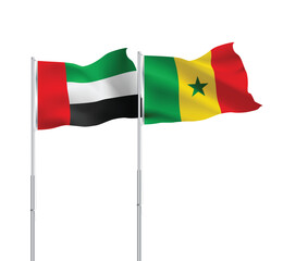 UAE,Senegal flags together on pole