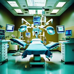 Highly Detailed Empty Operating Room Prepared for Surgery