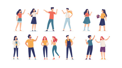 Group of happy young people dancing and having fun. Vector illustration.
