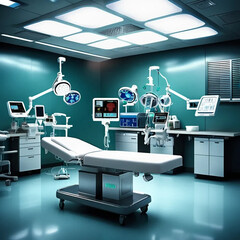 Highly Detailed Empty Operating Room Prepared for Surgery