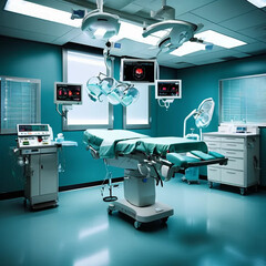 Highly Detailed Empty Operating Room Prepared for Surgery