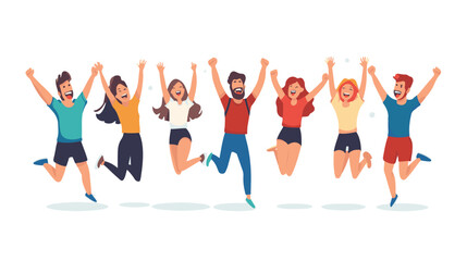 Group of happy young people dancing and having fun. Vector illustration.
