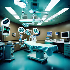Highly Detailed Empty Operating Room Prepared for Surgery