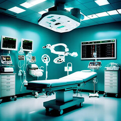 Highly Detailed Empty Operating Room Prepared for Surgery