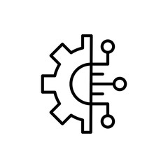 Gearwheel with AI technology icon