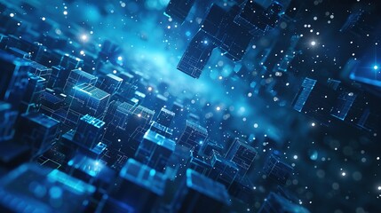 Futuristic Cube Design: A Tech-Filled Poster Background for Corporate Promotion and Reports