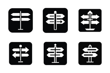 Direction icon bundle set in silhouette style vector