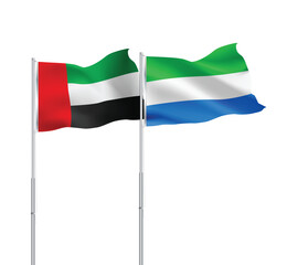 UAE,Sierra Leone flags together on pole