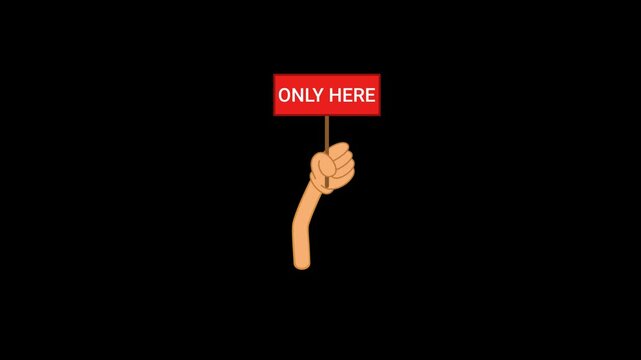 Only here Red Signboard Animation