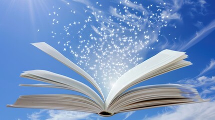 Open Book Against A Blue Sky