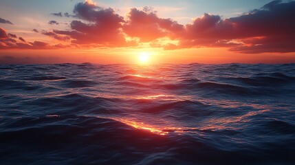 Obraz premium Sunrise over a calm ocean, symbolizing new beginnings and fresh starts