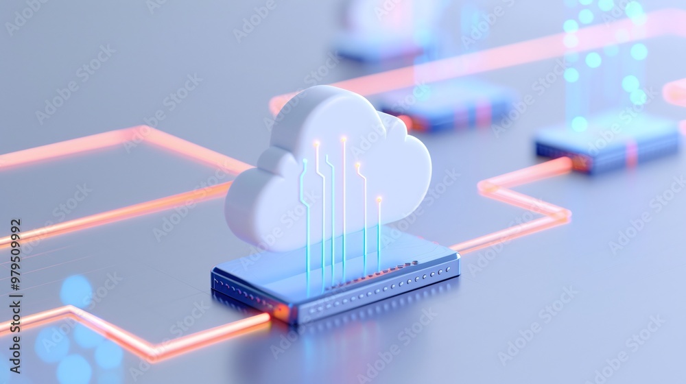 Poster stylish cloud computing concept showcasing digital data transfer and connection in modern technology