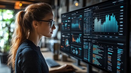 User accessing a website s backend with a dashboard full of analytics, data-driven web management, user engagement metrics