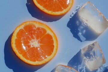 Stock image of frozen orange slices on a white background.