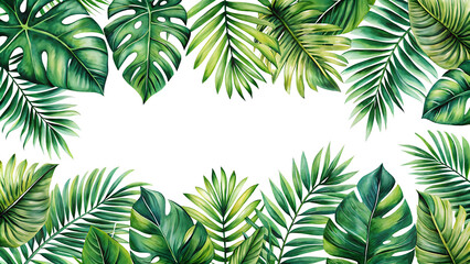 Tropical Leaves Border Background Designs Suitable for Invitations, Stationery, and Eco-Friendly Themes