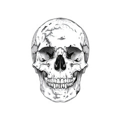 Obraz premium Human Skull Illustration in Black and White