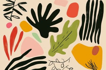 Naklejka premium An abstract background with pastel colored leaves and flowers generated by generative AI