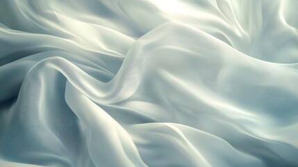Obraz premium Close-up of white silk fabric with soft, flowing waves and elegant texture