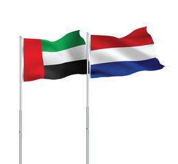 UAE,Netherlands flags together on pole