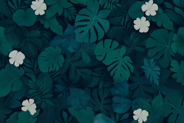 A green leafy background with a large green leaf in the center