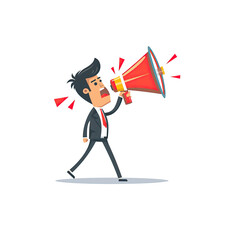 Businessman Shouting Through Megaphone