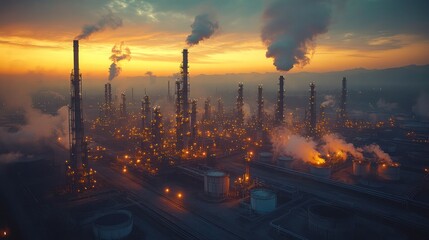 industrial area oil and gas LPG refinery plants and stores pipeline, Liquefied natural gas plant, Territory of the LNG factory, Landscape of oil refinery industrial area.