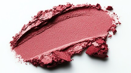 Fototapeta premium Close-up of a pink eyeshadow swatch on a white background.