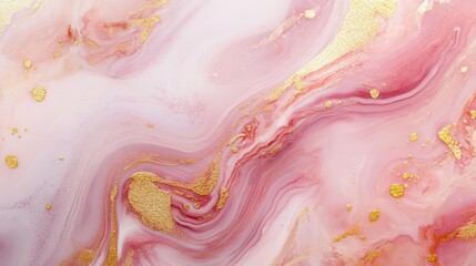 ethereal swirl of pink and gold marble abstract liquid design background