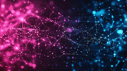 Obraz premium A blue and pink line of dots that are connected to each other