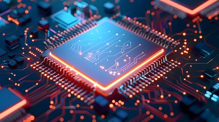 Obraz premium Close-Up of CPU Microchip for AI and Data Network: Advanced Technology Concept