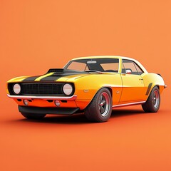 Obraz premium 3D Muscle Car Icon: High Performance Vehicle with Power Illustration Logo