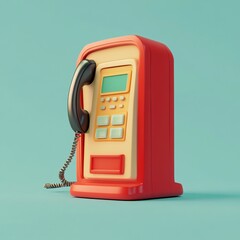 3D Payphone Icon: Public Telephone for Making Calls Illustration Logo
