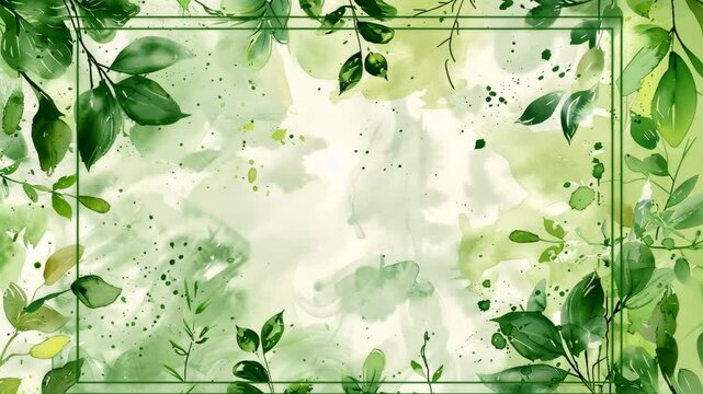 Elegant green watercolor background with leaves and soft textures suitable for creative projects