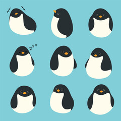 Penguin 5 cute on a White background, vector illustration.
