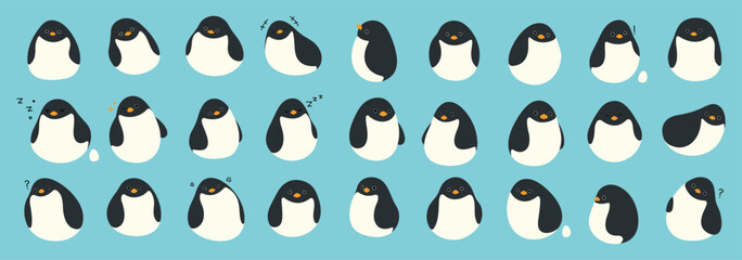 Penguin Collection 2 cute on a White background, vector illustration. © Baby Corn
