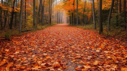 Path Through a Forest of Fallen Autumn Leaves