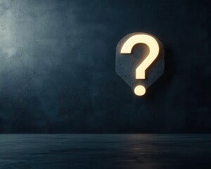 Polygon human head with glowing question mark over a tech background, 3D illustration