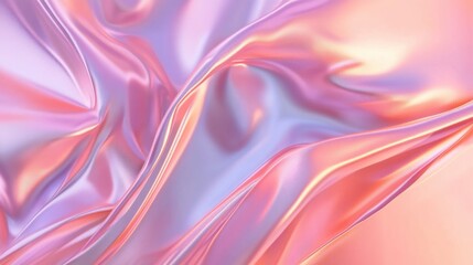 Obraz premium Iridescent silk fabric texture with pastel hues and soft shimmering light reflections