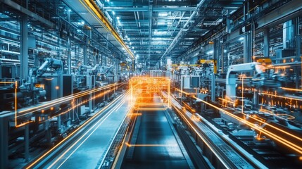 Fototapeta premium Efficient Materials Management in a Factory, showcasing organized components, streamlined processes, and a productive work environment to enhance operational efficiency and workflow.
