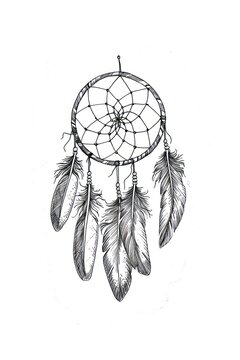 recommend clip art: Indian Dream catcher illustrated chandelier drawing.