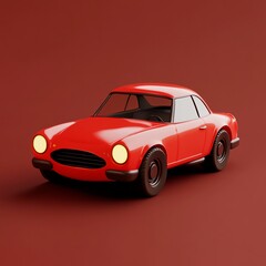 Obraz premium 3D Retro Car Icon: Vintage Automobile with Classic Design Illustration Logo